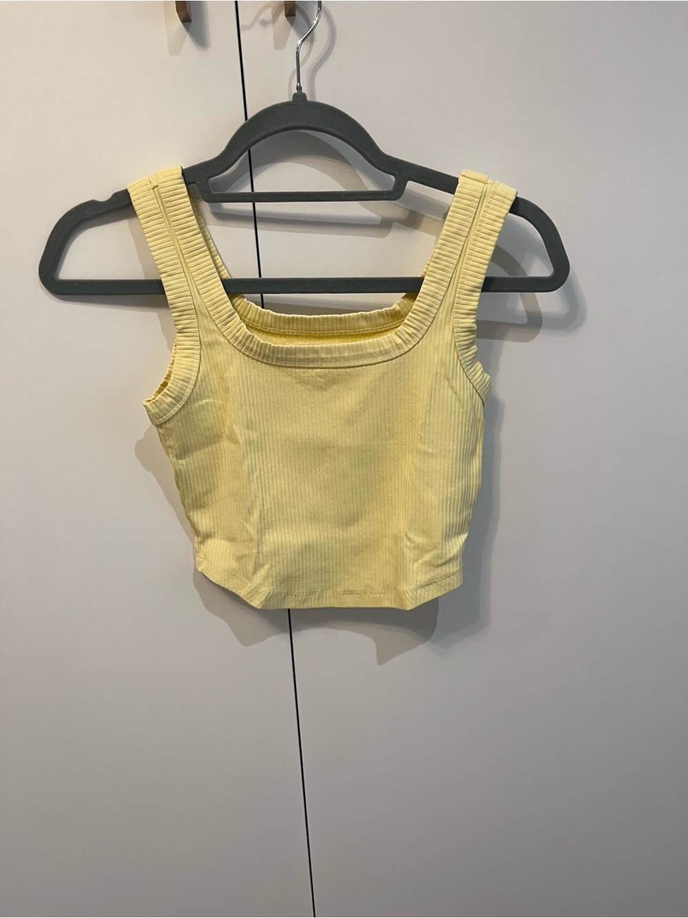 Madewell Ribbed Square-Neck Crop Tank - Pale Yellow